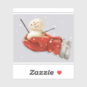 Schneemann mit roten Fingern Winterschnee Aufkleber (Blatt)