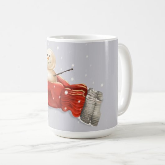 Schneemann mit roten Fingern Winterschnee Kaffeetasse (VorderseiteRechts)