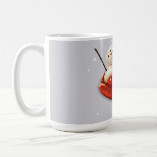 Schneemann mit roten Fingern Winterschnee Kaffeetasse (Links)