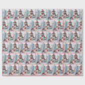 Schneemann mit roter Schaufel Geschenkpapier (Flach)