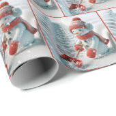 Schneemann mit roter Schaufel Geschenkpapier (Rolleneckpunkt)