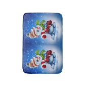 Schneemann mit Schal Badematte (Vorderseite Vertikal)