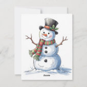 Schneemann mit Schal Feiertagskarte (Rückseite)