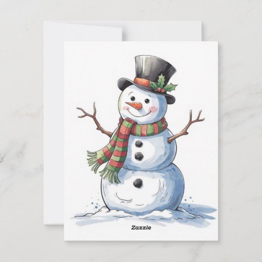 Schneemann mit Schal Feiertagskarte (Rückseite)