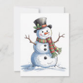 Schneemann mit Schal Feiertagskarte (Vorderseite)