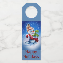 Schneemann mit Schal Flaschenanhänger