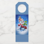 Schneemann mit Schal Flaschenanhänger (Rückseite)