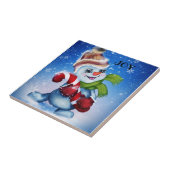 Schneemann mit Schal Fliese (Seite)