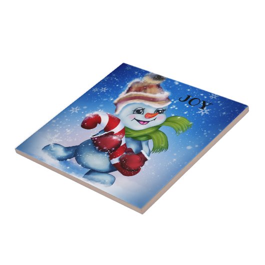 Schneemann mit Schal Fliese (Seite)