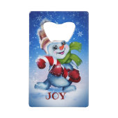 Schneemann mit Schal Geldbeutel Flaschenöffner (Vorderseite)