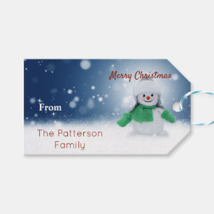 Schneemann mit Schal Geschenkanhänger