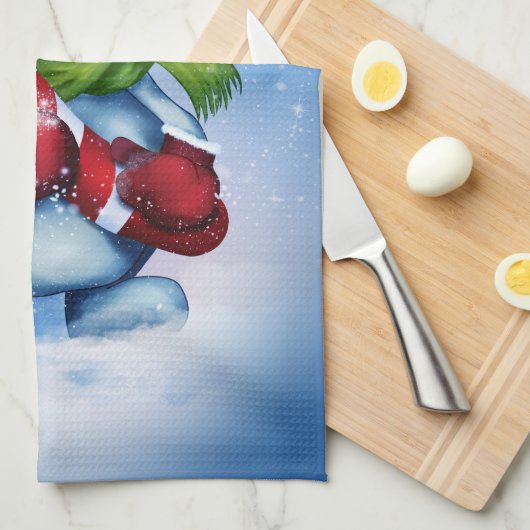 Schneemann mit Schal Geschirrtuch (Viertel Falte)