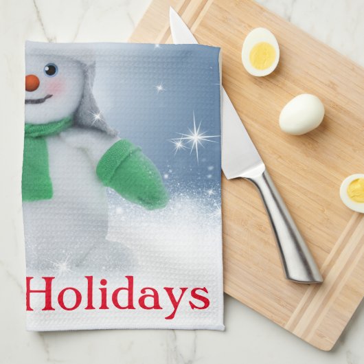 Schneemann mit Schal Geschirrtuch (Viertel Falte)