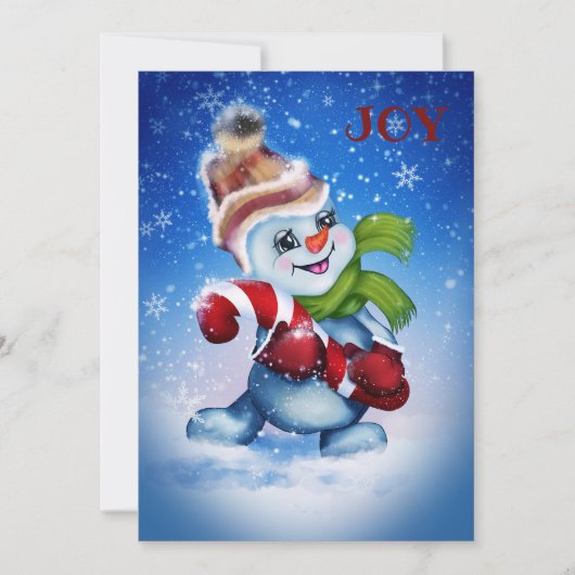 Schneemann mit Schal Mitteilungskarte (Vorderseite)