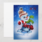 Schneemann mit Schal Mitteilungskarte (Vorne/Hinten)