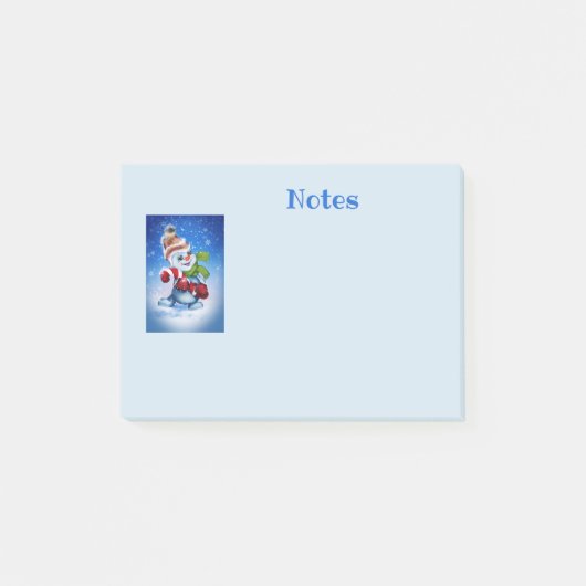 Schneemann mit Schal Post-it Klebezettel (Vorderseite)