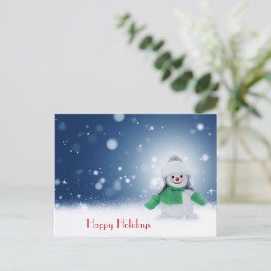 Schneemann mit Schal Postkarte (Stehend Vorderseite)