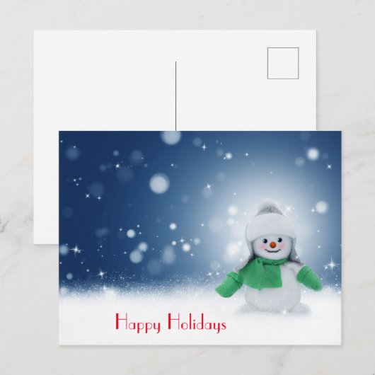 Schneemann mit Schal Postkarte (Vorne/Hinten)