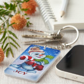 Schneemann mit Schal Schlüsselanhänger (Vorderseite rechts)