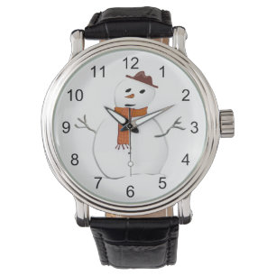 Schneemann mit Schal-und Hut-Feiertags-Winter auf Armbanduhr