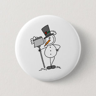 Schneemann mit Schaufel Button
