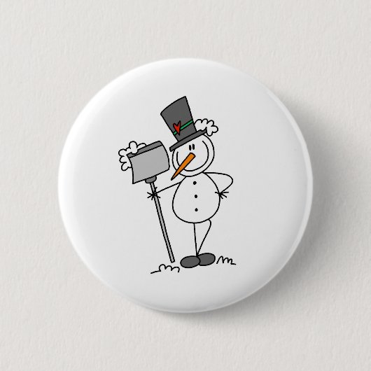 Schneemann mit Schaufel Button (Vorderseite)