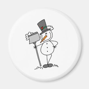 Schneemann mit Schaufel Magnet