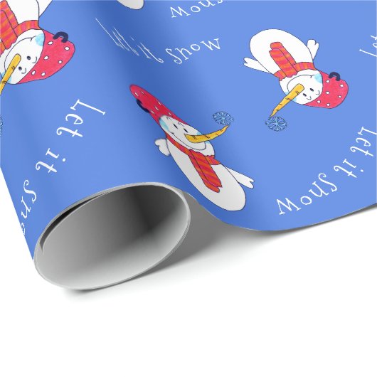Schneemann mit Schneeflocke Lass es schneien Geschenkpapier (Rolleneckpunkt)