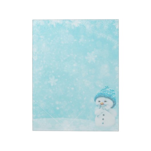 Schneemann mit Schneeflocken - 11" x 8,5" Notepad Notizblock (Rotiert)