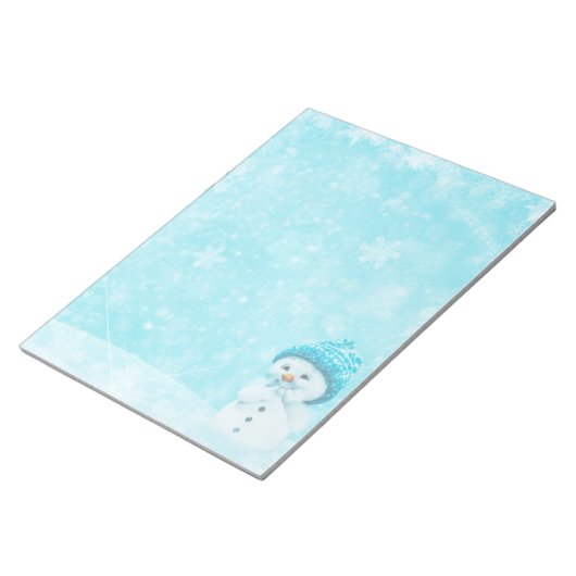 Schneemann mit Schneeflocken - 11" x 8,5" Notepad Notizblock (angewinkelt)