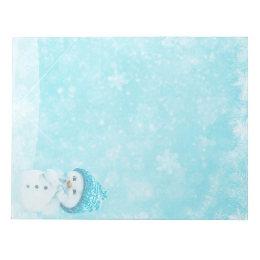Schneemann mit Schneeflocken - 11" x 8,5" Notepad Notizblock (Vorderseite)