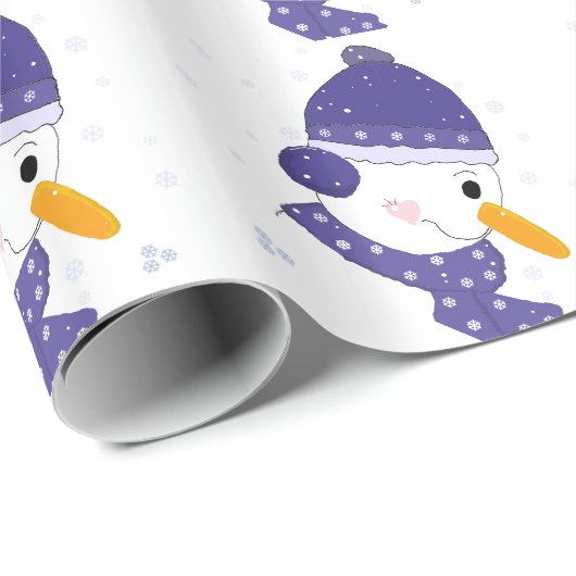 Schneemann mit Schneeflocken Geschenkpapier (Rolleneckpunkt)