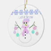Schneemann mit Schneeflocken Keramikornament (Links)
