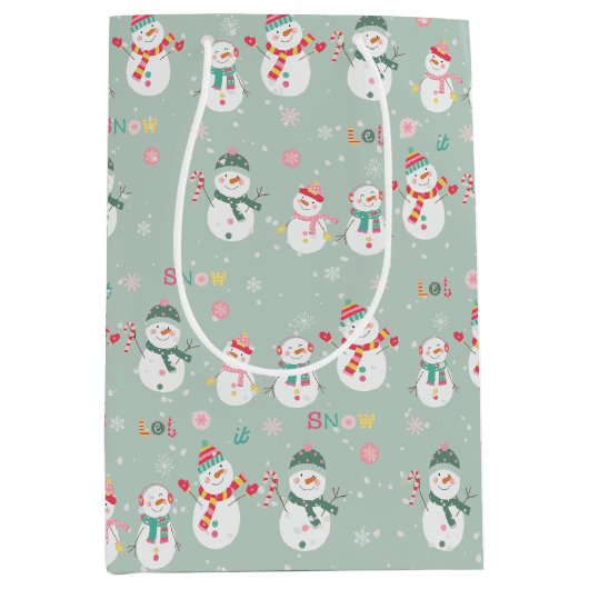 Schneemann mit Schneeflocken Mittlere Geschenktüte (Vorderseite)