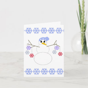 Schneemann mit Schneeflocken-Ornamenten Feiertagskarte
