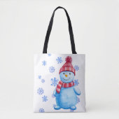 Schneemann mit Schneeflocken Tasche (Vorderseite)