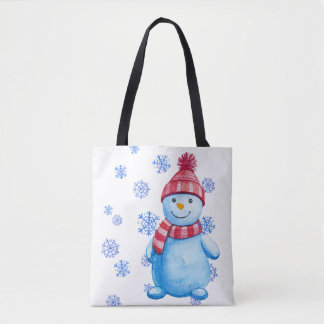 Schneemann mit Schneeflocken Tasche