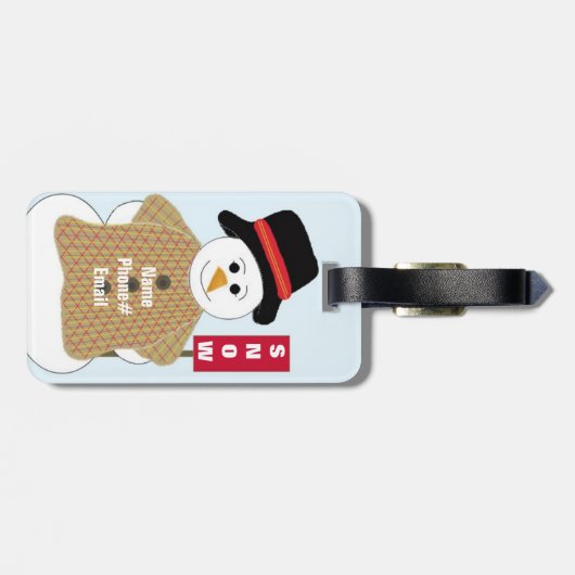 Schneemann mit Schneezeichen Gepäckanhänger (Rückseite horizontal)