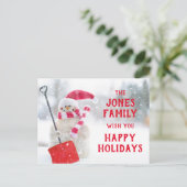 Schneemann mit Schotter Postkarte (Stehend Vorderseite)