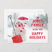 Schneemann mit Schotter Postkarte (Vorne/Hinten)