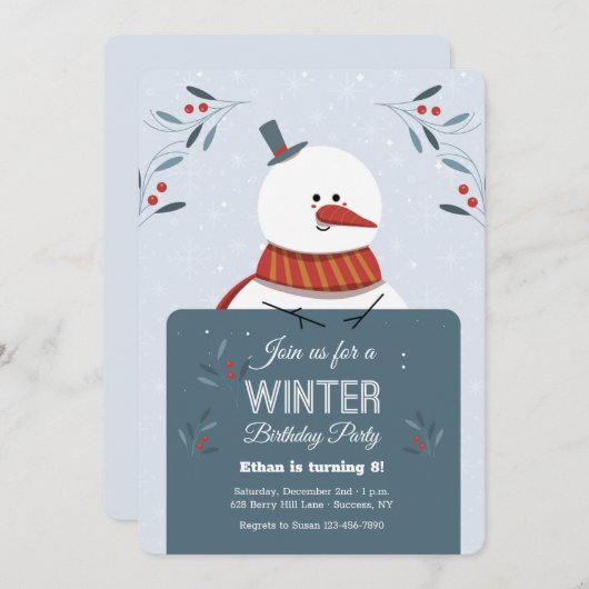 Schneemann mit Sign Invasion Einladung (Vorne/Hinten)