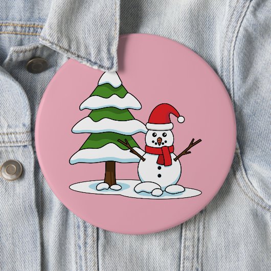 Schneemann mit Snowy Pine Tree Button (Beispiel)
