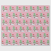 Schneemann mit Snowy Pine Tree Geschenkpapier (Flach)