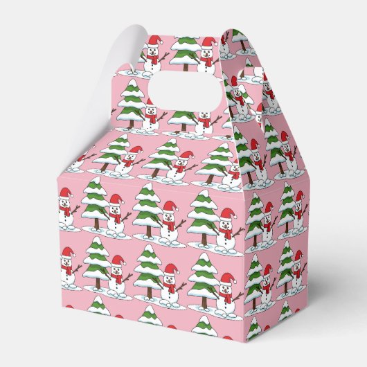 Schneemann mit Snowy Pine Tree Geschenkschachtel (Vorderseite)