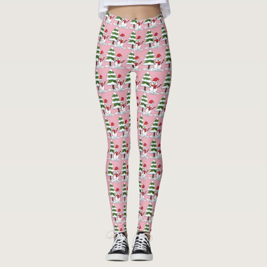 Schneemann mit Snowy Pine Tree Leggings (Vorderseite)