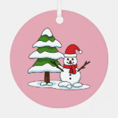 Schneemann mit Snowy Pine Tree Ornament Aus Metall (Rückseite)