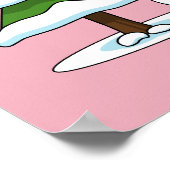 Schneemann mit Snowy Pine Tree Poster (Ecke)