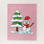 Schneemann mit Snowy Pine Tree Puzzle (Vertikal)