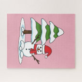 Schneemann mit Snowy Pine Tree Puzzle (Horizontal)