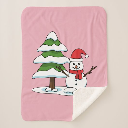 Schneemann mit Snowy Pine Tree Sherpadecke (Vorderseite)